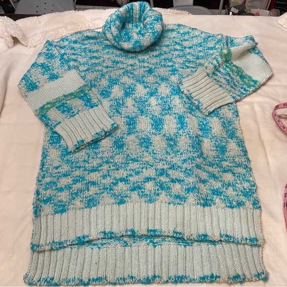 Free People winter storm tunic sweater dress ice castle Turquoise 2461 - Picture 6 of 13